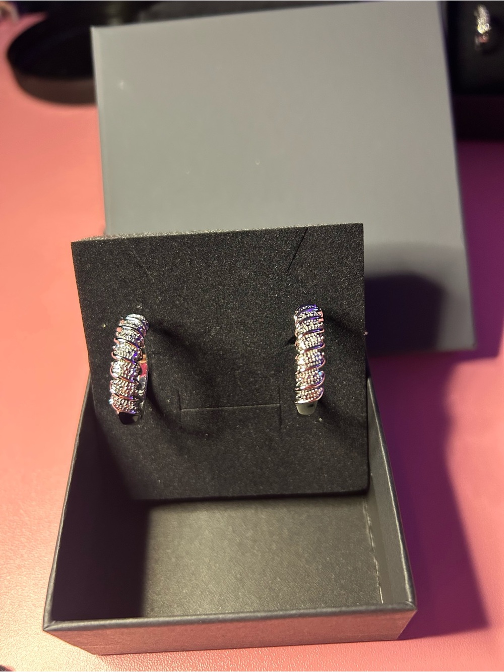 Sterling Silver Diamond Hoop Earrings - Elegant Women Jewelry